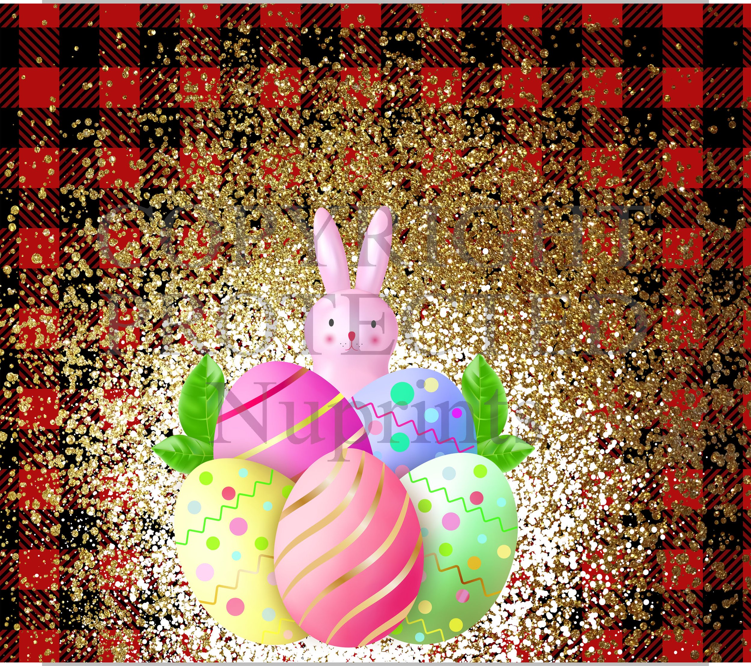Easter Bunny On Plaid With Glitter - NuPrints