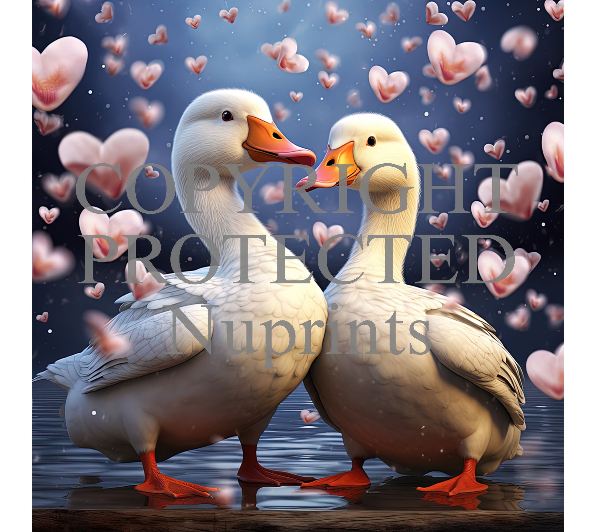 Valentines Goose Pink Hearts