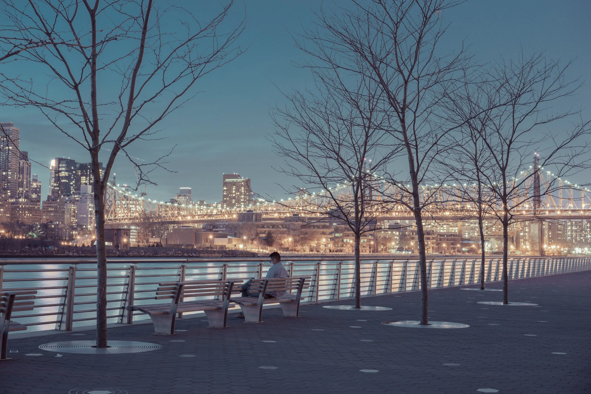 Man reading, Waterfront, Long Island City, Queens, NY, 2014.jpg