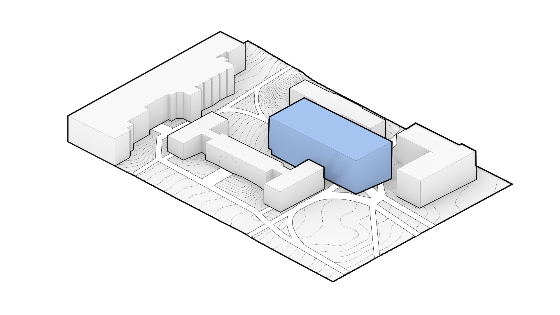 The large program overwhelms the site and is too large to allow movement around the area.