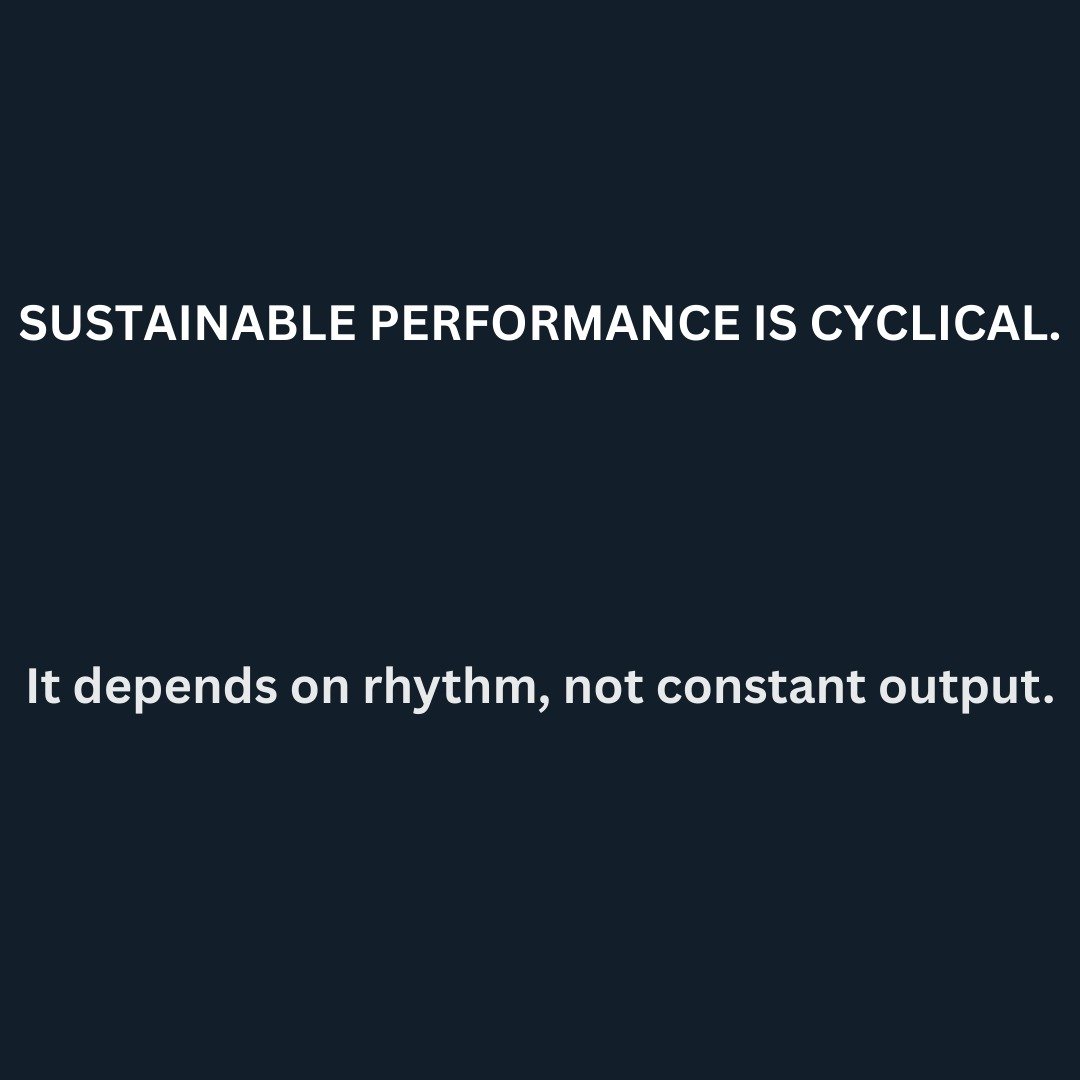 Sustainable performance is not built through constant output, but through intentional oscillation between engagement, recovery, and renewal. High-functioning systems don&rsquo;t avoid pressure&mdash;they move through it in cycles that preserve clarit