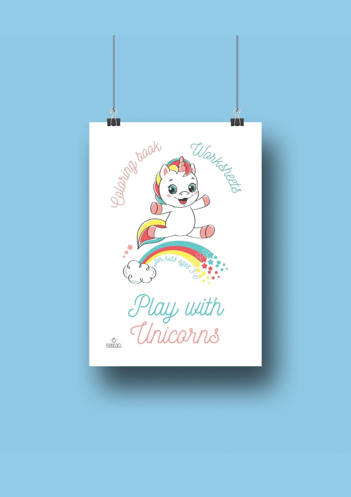 Unicorns - Coloring and Learning Adventures (age 3-6) - digital product (pdf)