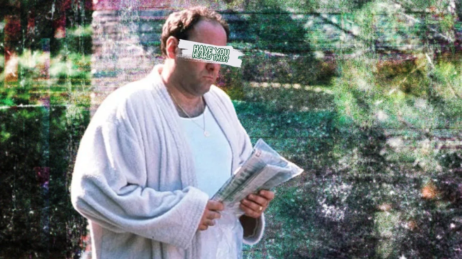 photo illustration of tony soprano in robe with newspaper