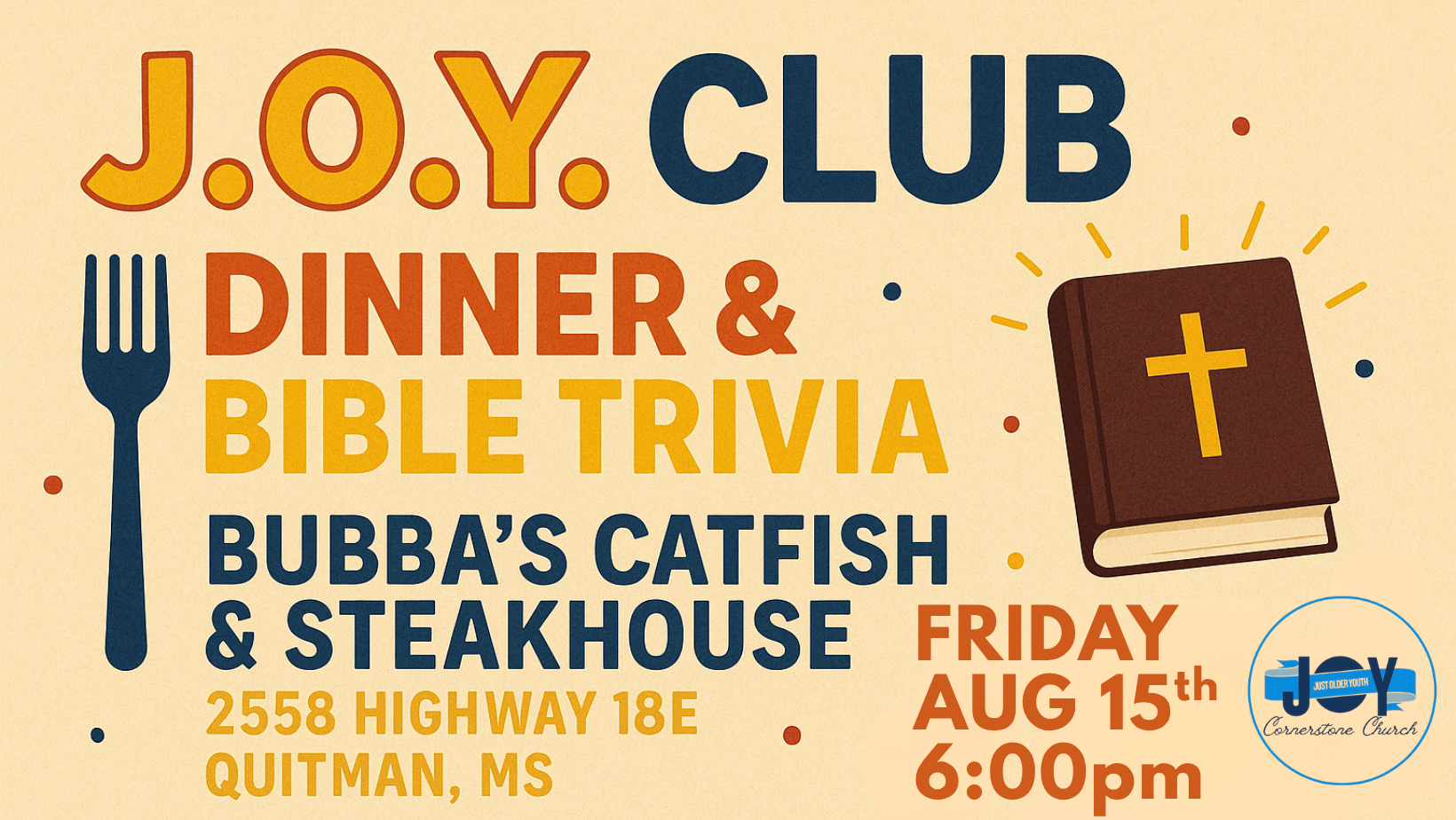 J.O.Y. Club Dinner & Bible Trivia Night