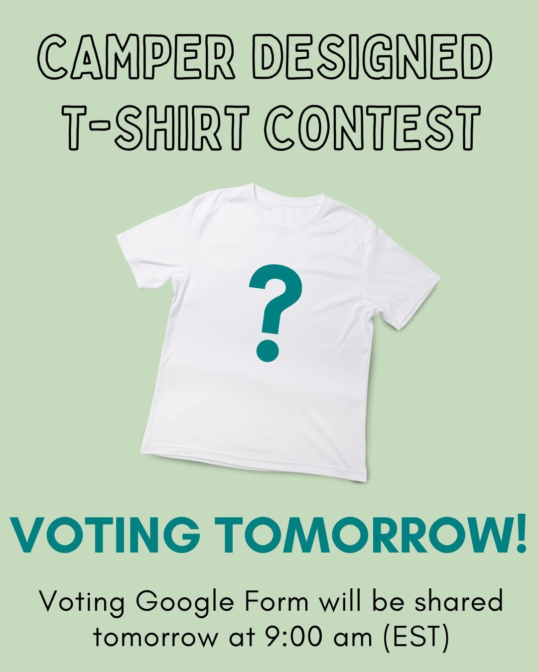 π³οΈ Voting is TOMORROW for Camp Downer’s Camper Designed T-Shirt Contest! π¨π
The time has come to pick the winning design! Voting for the Camper Designed T-Shirt Contest is TOMORROW, Saturday, May 17th!
Keep an eye on our Facebook & Ins