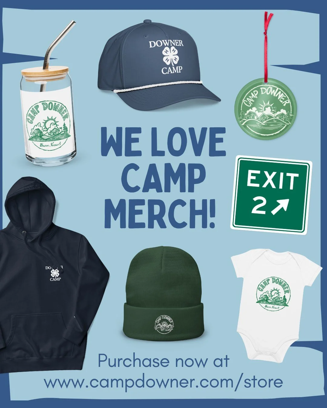 Looking for the perfect gift? Give Camp Downer merch this holiday season! Visit our website to browse our online store! T-shirts, hoodies, joggers, hats, mugs, stickers, pillows, and more! Order soon to make sure your gifts arrive in time for the hol