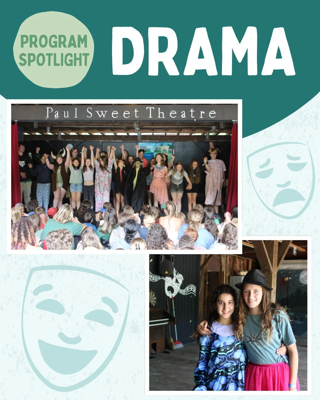 🏕️ Camp Downer Program Spotlight: Drama 🎭
From improv games to full-on productions, Drama is where creativity takes center stage! Campers craft and perform their own skits, complete with lines, props, songs, and costumes. 🌟

Who's signing up for D