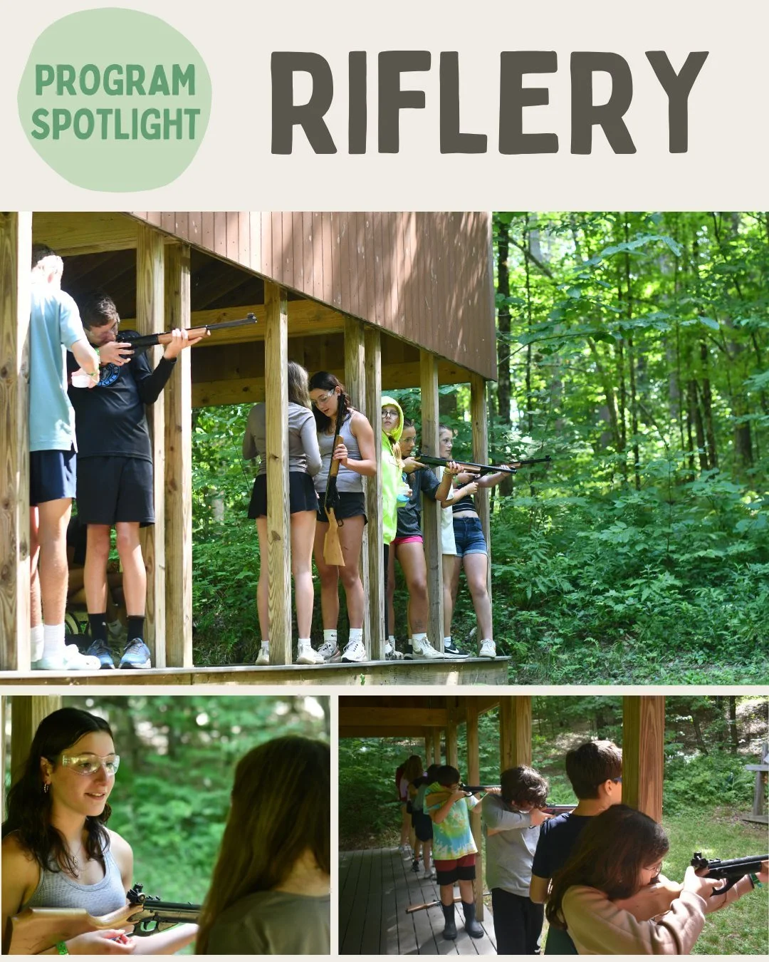 🏕️ Camp Downer Program Spotlight: Riflery 🎯
Safety comes first in Riflery, where campers learn proper handling, range commands, and responsible use of air rifles under close supervision. As the week goes on, they build focus and precision, working 