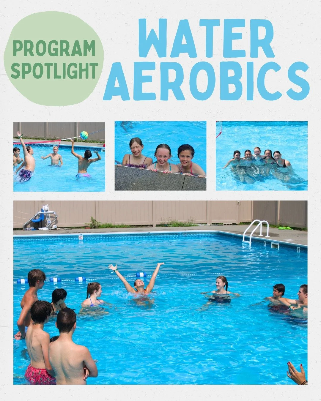 🏕️ Camp Downer Program Spotlight:  Water Aerobics 💦
Turn up the music and jump into one of camp&rsquo;s most fun ways to stay active! From jumping jacks to dance parties, Water Aerobics is all about moving, laughing, and making a splash in the shal