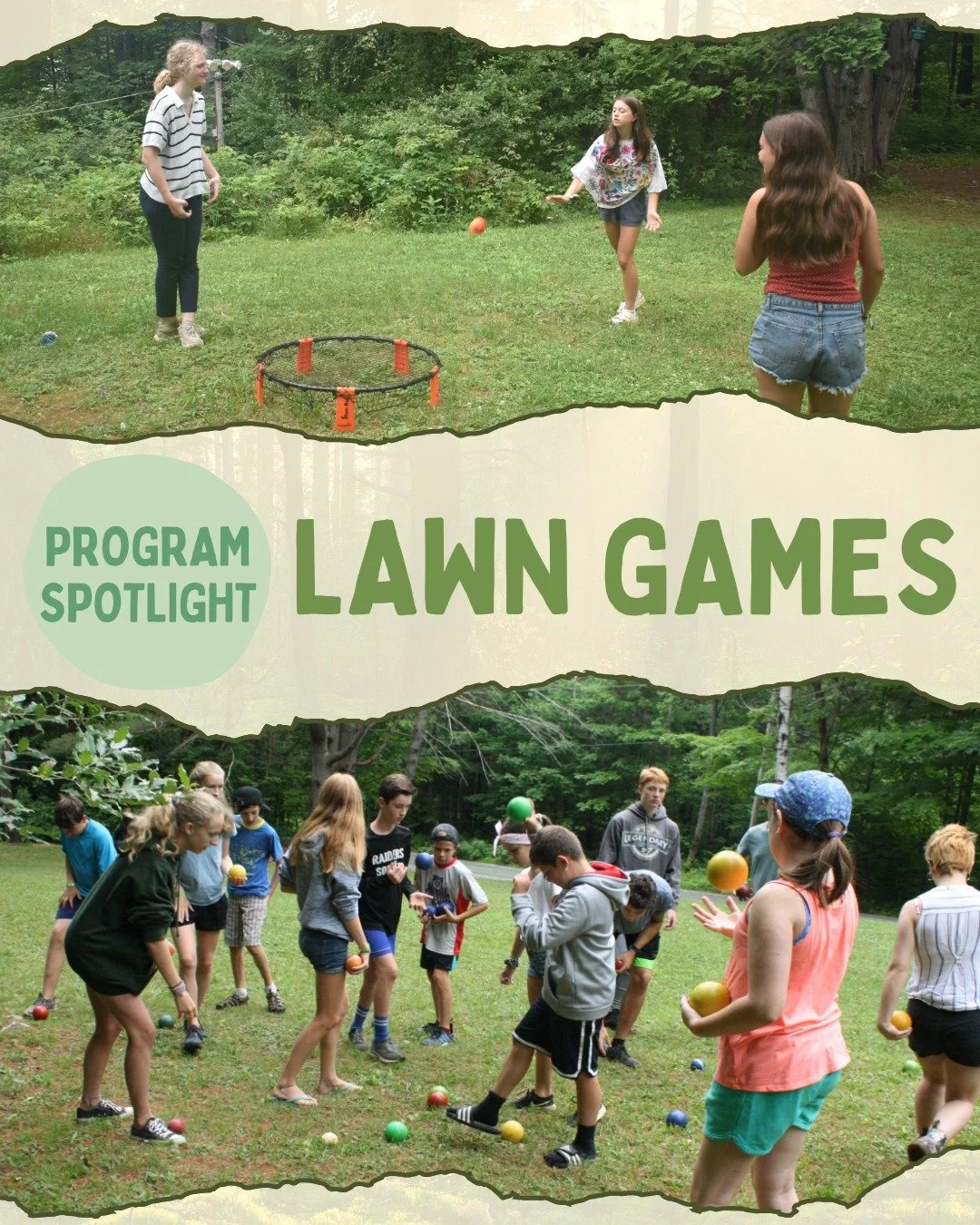 🏕️ Camp Downer Program Spotlight: Lawn Games 🎯

Ever played ladder golf, bocce, croquet, or cornhole? Lawn Games is the perfect place to learn new games, challenge your friends, and discover a new favorite pastime! With relaxed competition, lots of