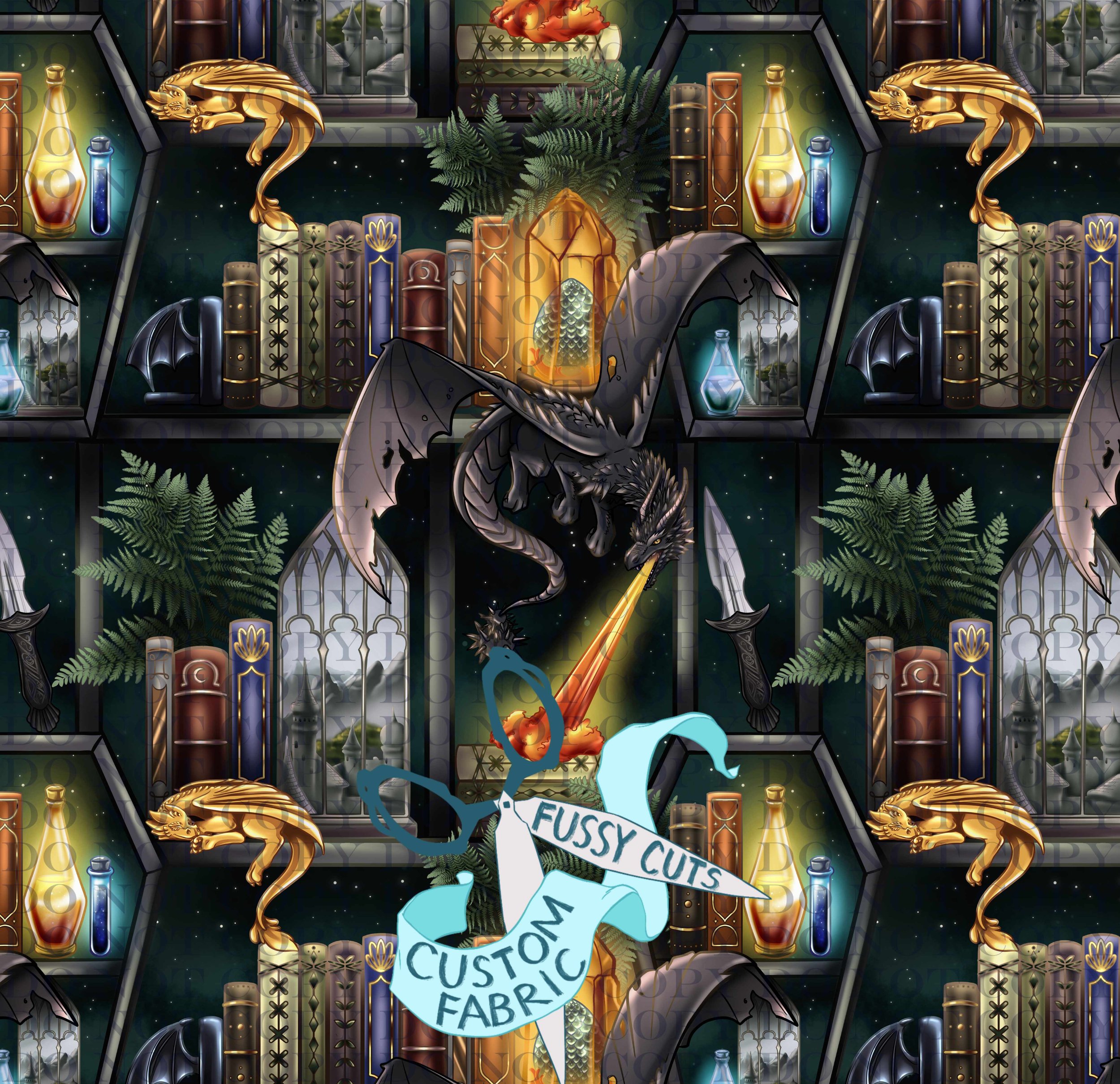 Forest Bookish Dragon Seamless.jpg
