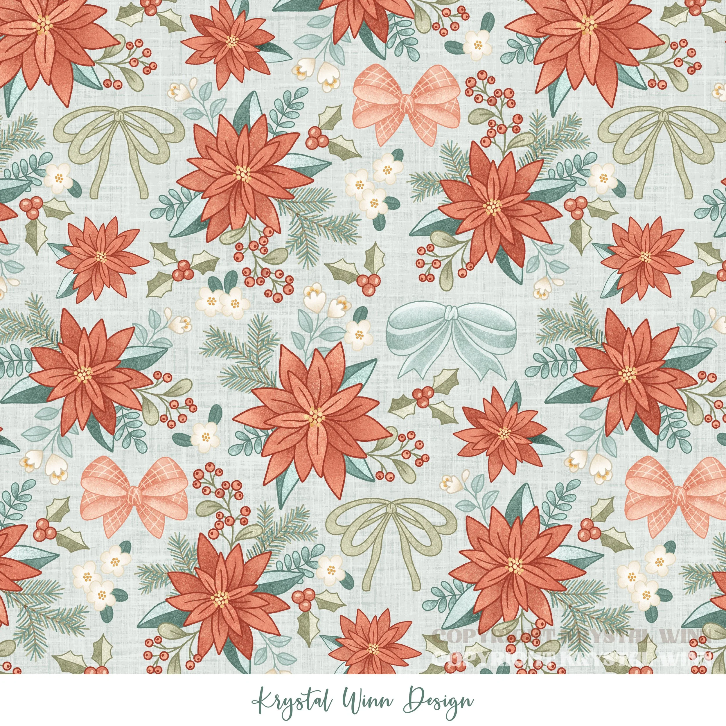 Dear Santa Bow Floral Mint.jpg