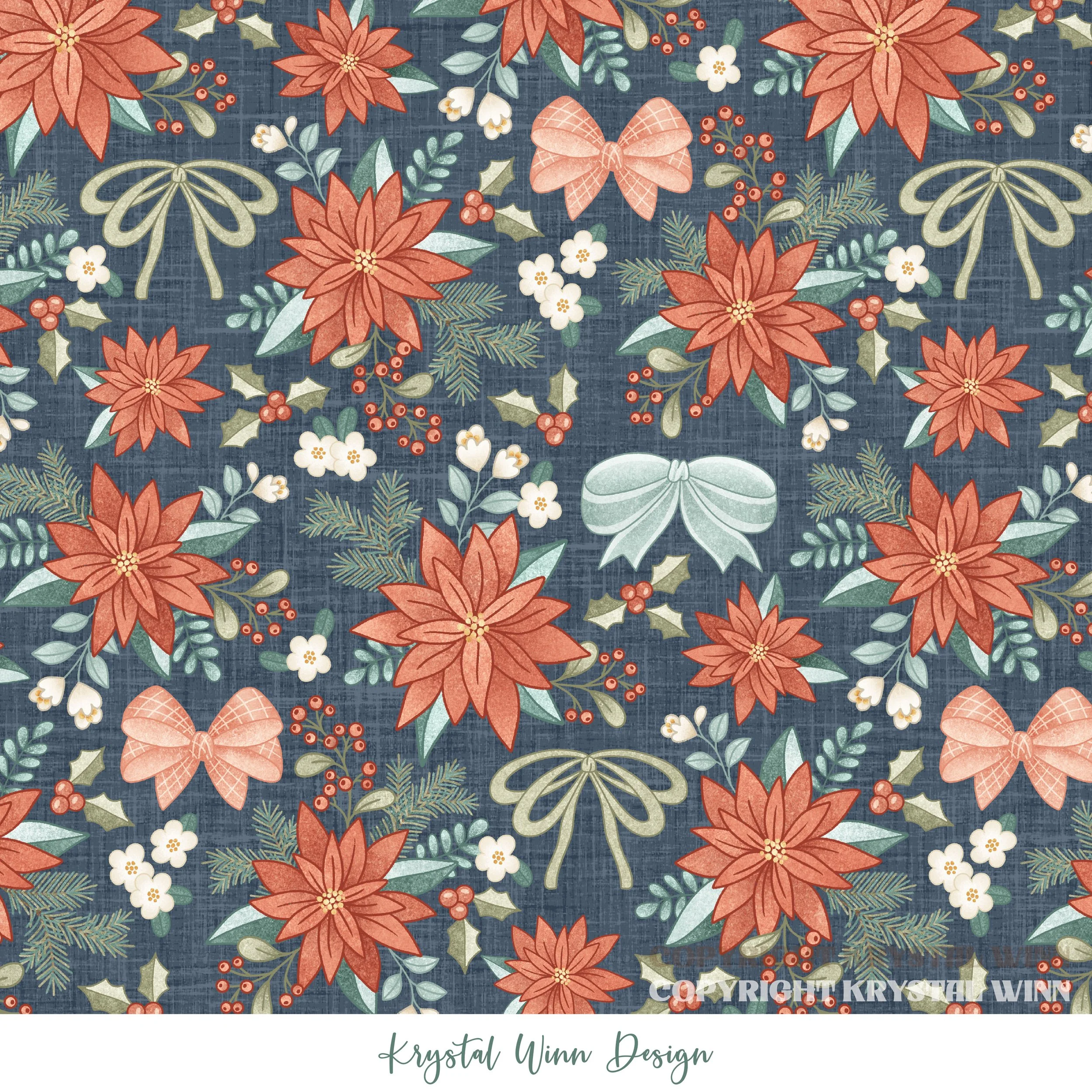 Dear Santa Bow Floral Navy.jpg