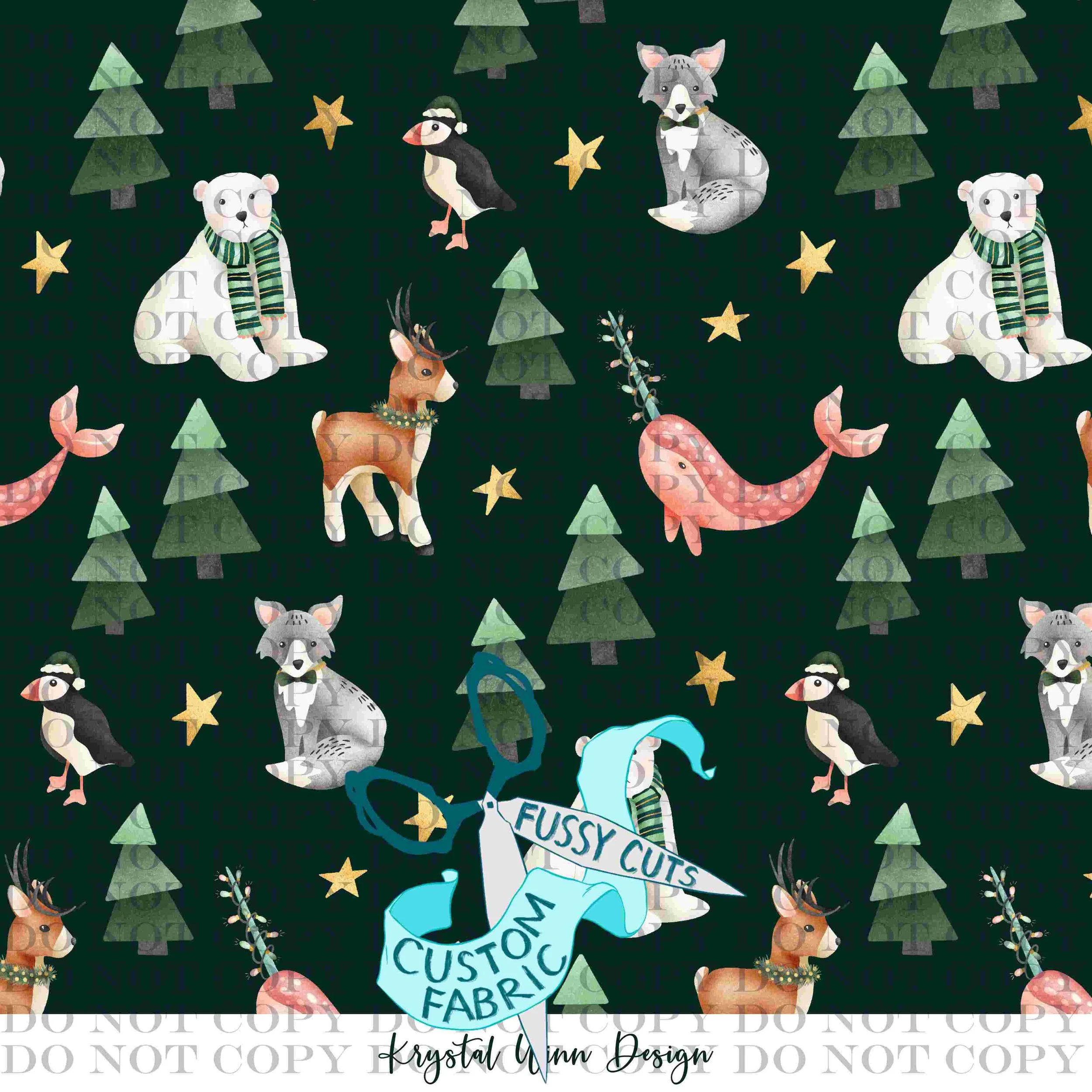 Merry Little Artic Friends Dark Emerald.jpg