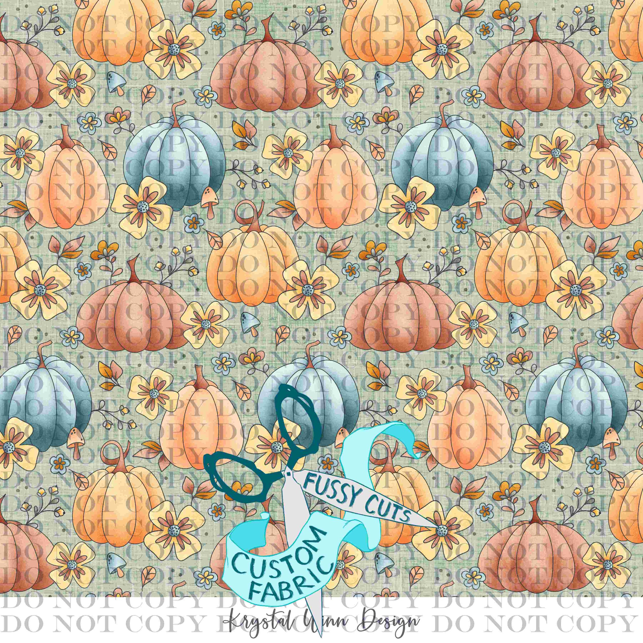Candy Corn Harvest Pumpkin Floral Green.jpg