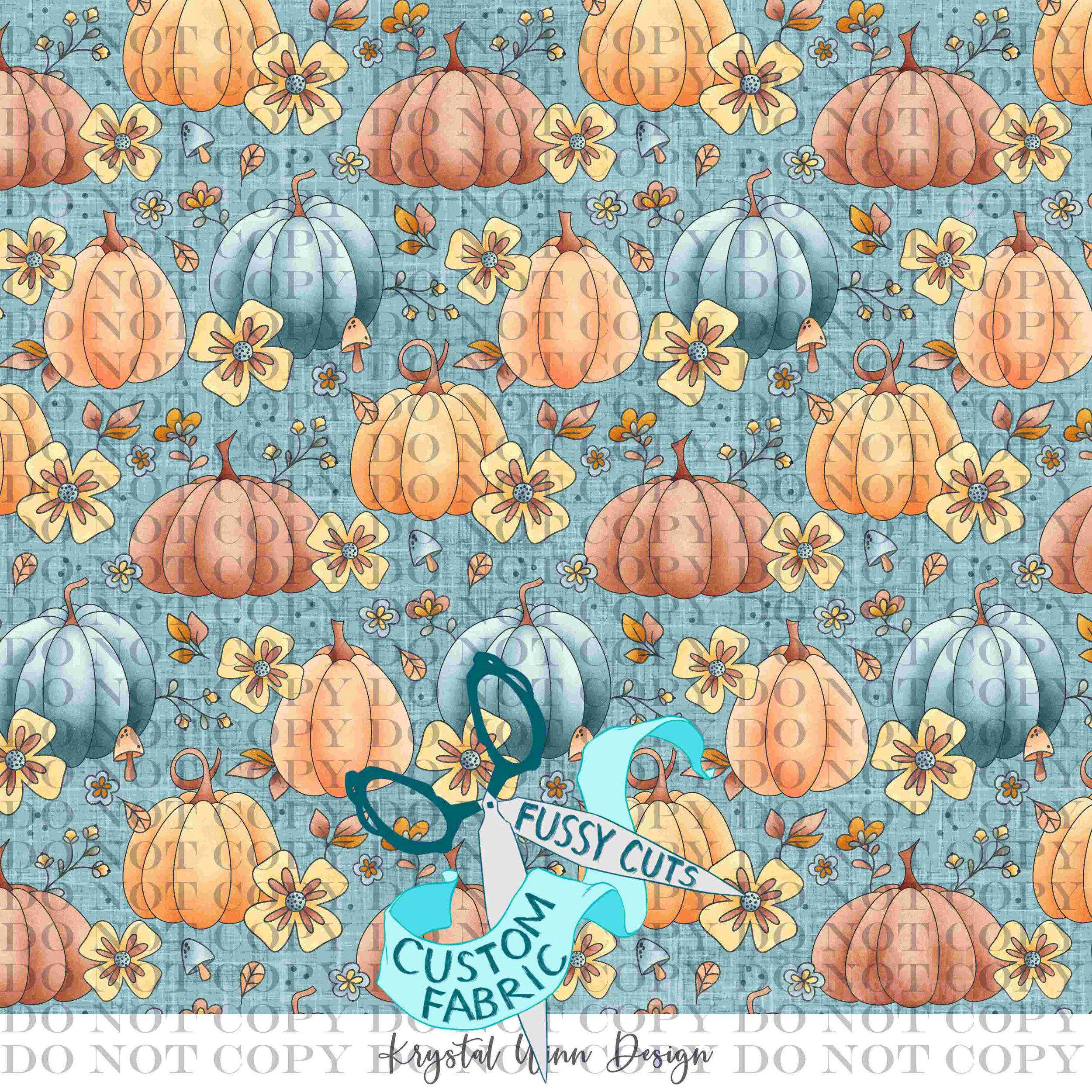 Candy Corn Harvest Pumpkin Floral Blue.jpg