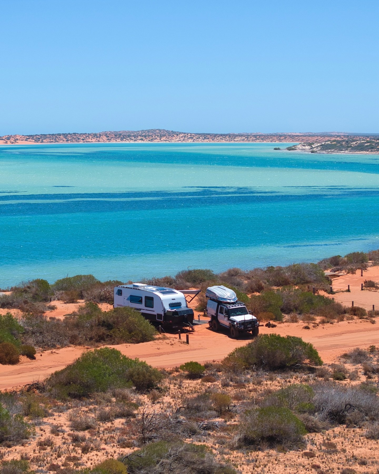 One of our favourite camps in Western Australia 🙌🏼

📍Big Lagoon camp in the Francois Peron National Park, Shark Bay.

This is the only camp in the national park recommended to stay in if you&rsquo;re towing a full size van and how good does it loo