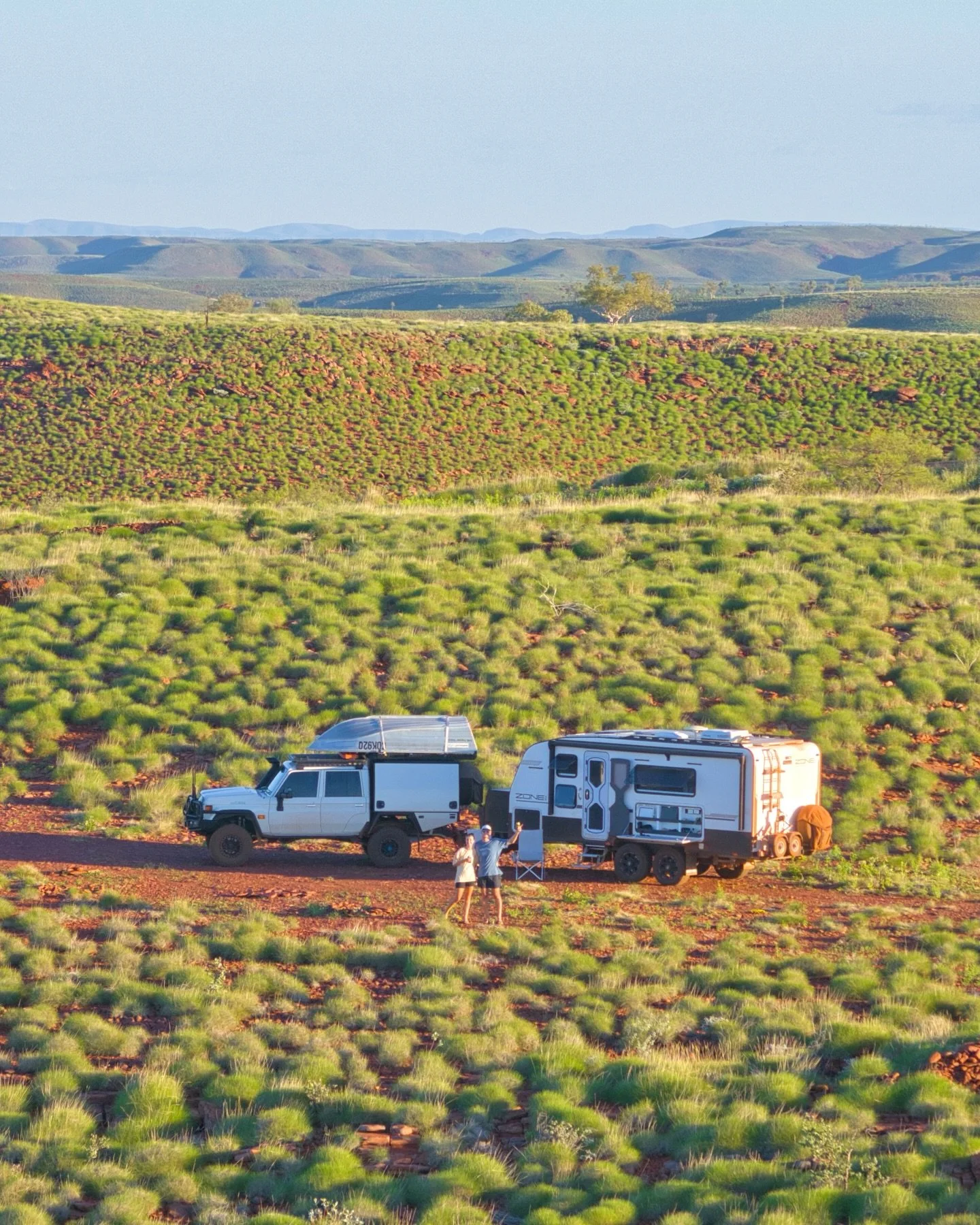 How&rsquo;s about this Pilbara free camp?! 😍

📍Near Mt Herbert in the Millstream Chichester National Park.

There&rsquo;s also a short, easy walk up to the top of Mt Herbert for awesome views&hellip; can you spot our caravan from the sunrise pic?! 
