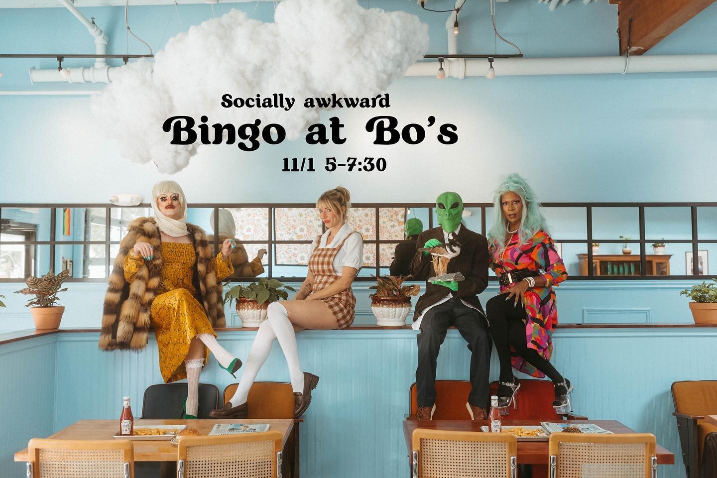 I have that thing where I want to make friends/be social and outgoing, but I also want to be completely alone and not looked at or perceived, which is ambivert I think? So I thought hosting bingo at Bo&rsquo;s would be a nice way for me to try that a