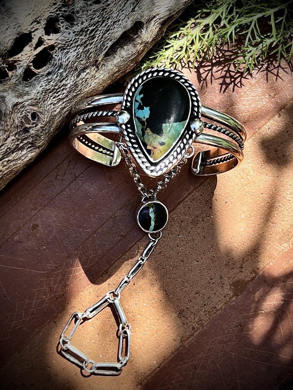 Blackjack Turquoise Bracelet Hand/Finger Chain — entelechy  display picture 1