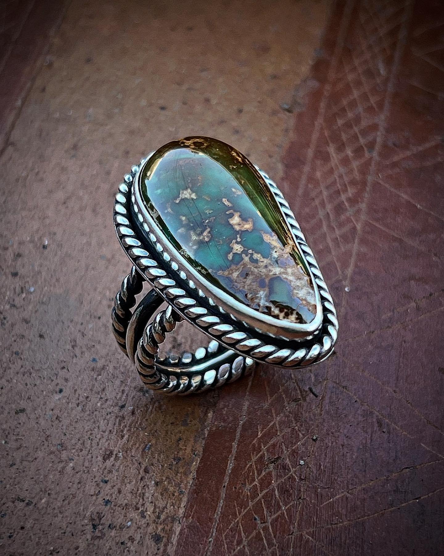 I&rsquo;ve been holding onto this stone for years, waiting for the moment it called to me. Well, it finally did! This is a beautiful piece of Royston Turquoise. The color is my favorite shade of green&hellip;🌳

This ring will be available @makers_ma
