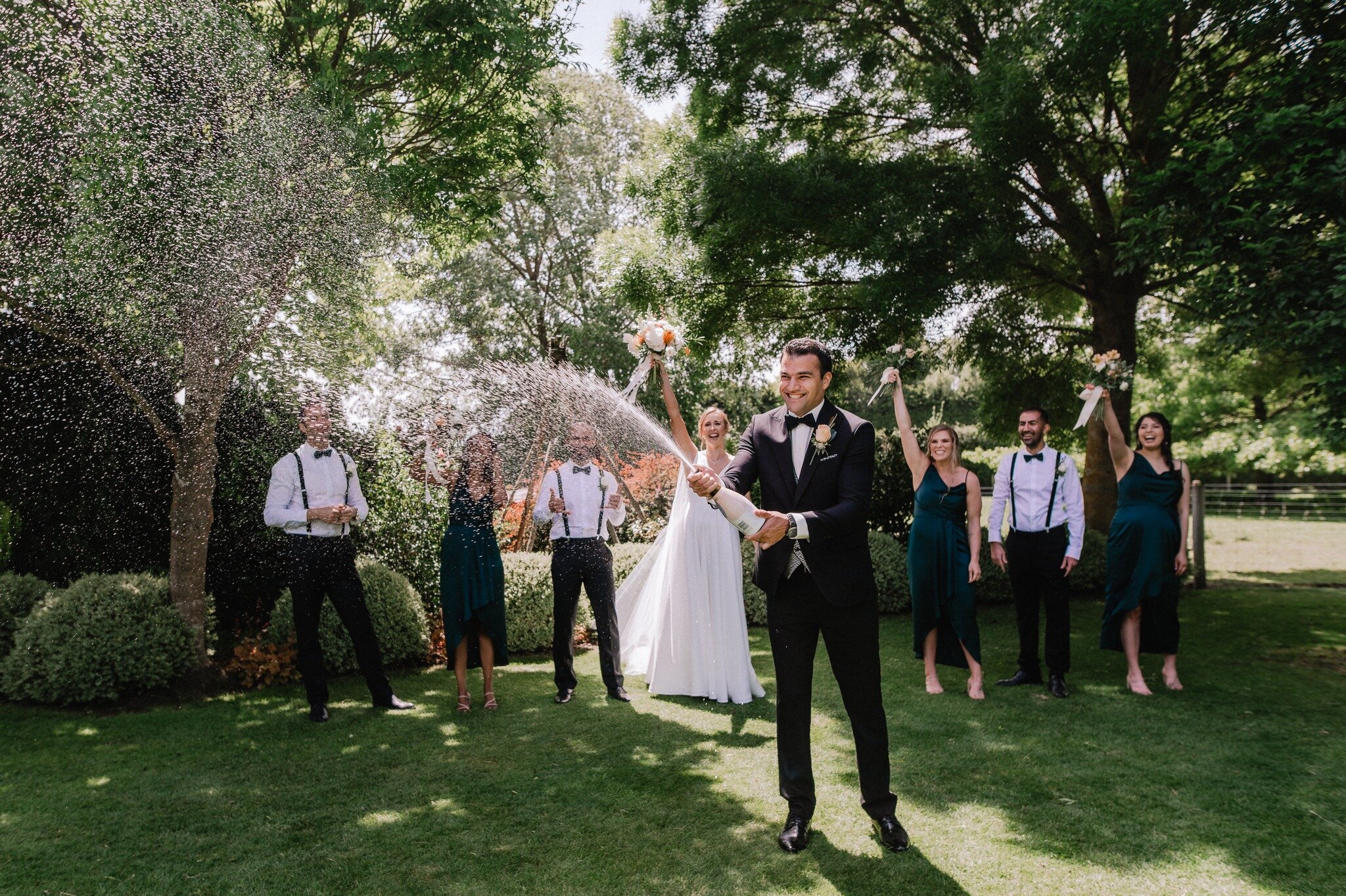 Another epic shot by @josephosullivanphotography or the gorgeous Melissa &amp; Amin in our garden. What a day this was! 💛
.
.
.
#throwback #champagneshot #weddingvenue #laccebarkfunctioncentre