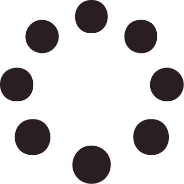 Un cercle de huit points noirs uniformes sur fond blanc.
