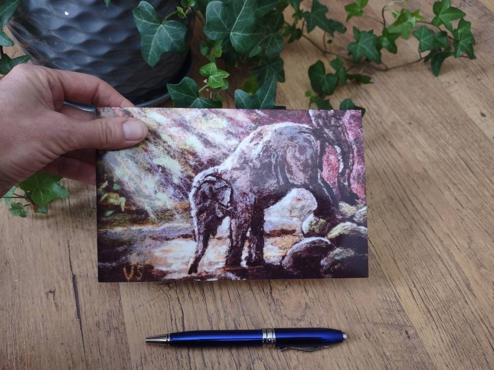 CARD "Mother and Child Elephant"