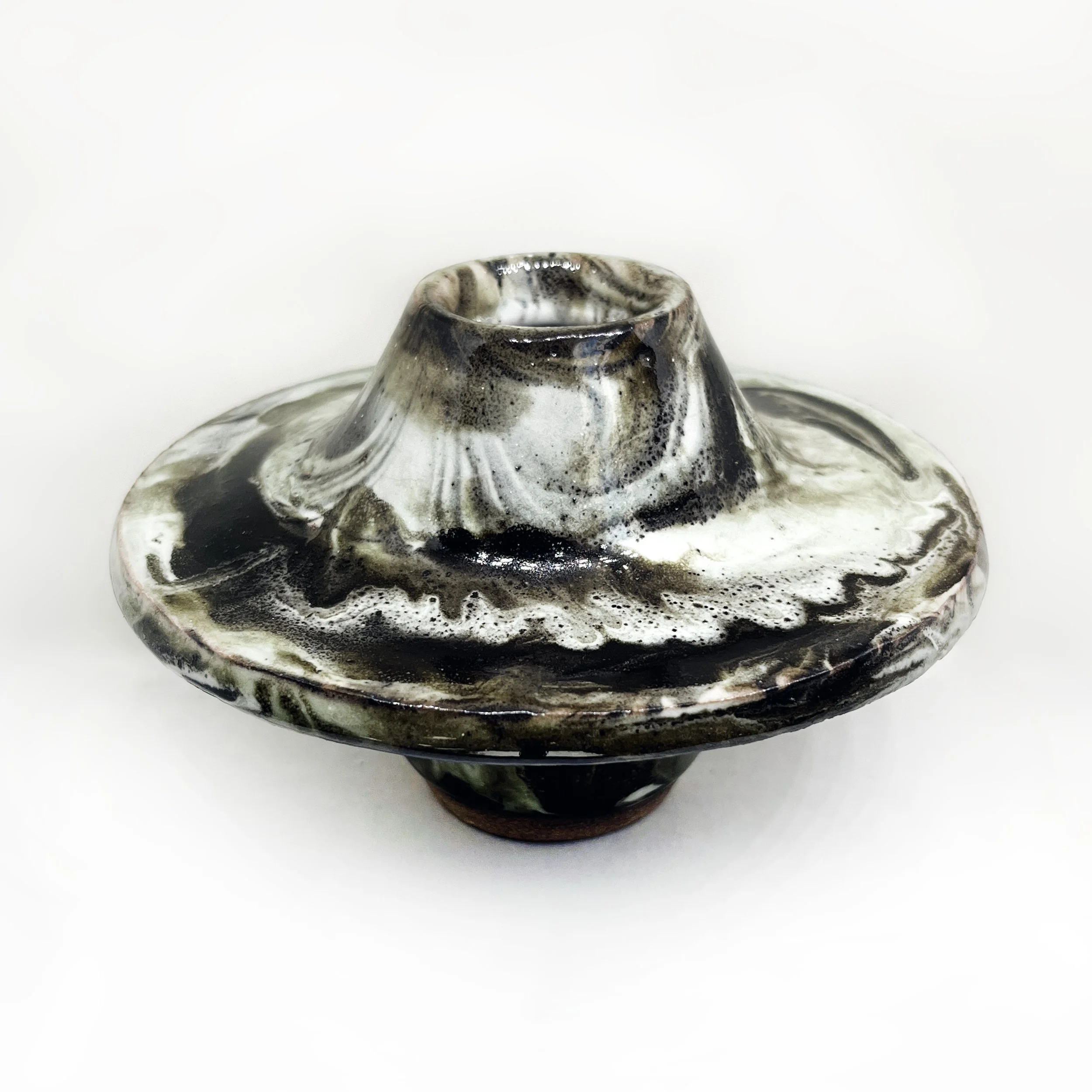 "Little UFO." Marbled glaze technique. 2026.