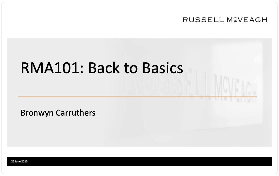 Young RMLA : RMA 101