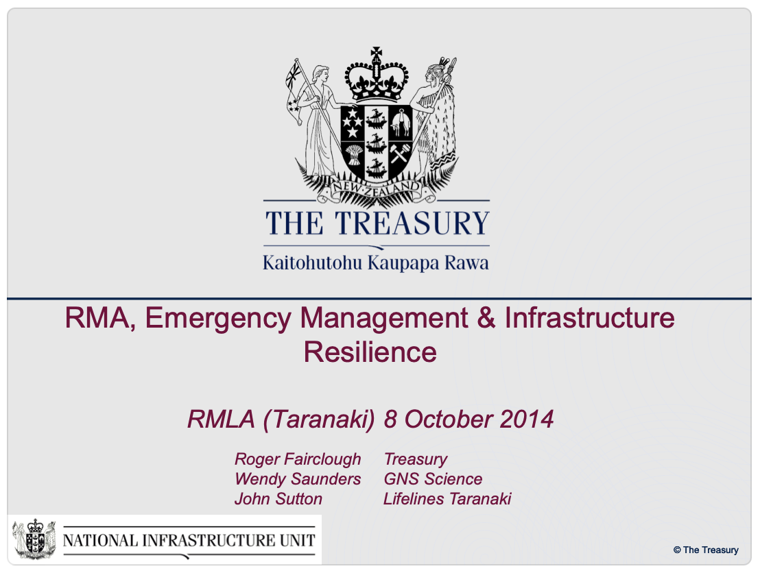 RMLA Taranaki : RMA, Emergency Management and Infrastructure Resilience