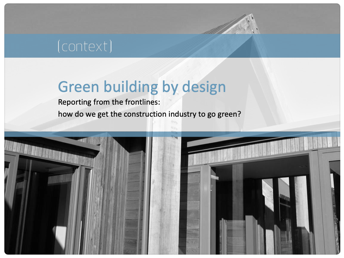 Workshop : Building for the future - green buildings