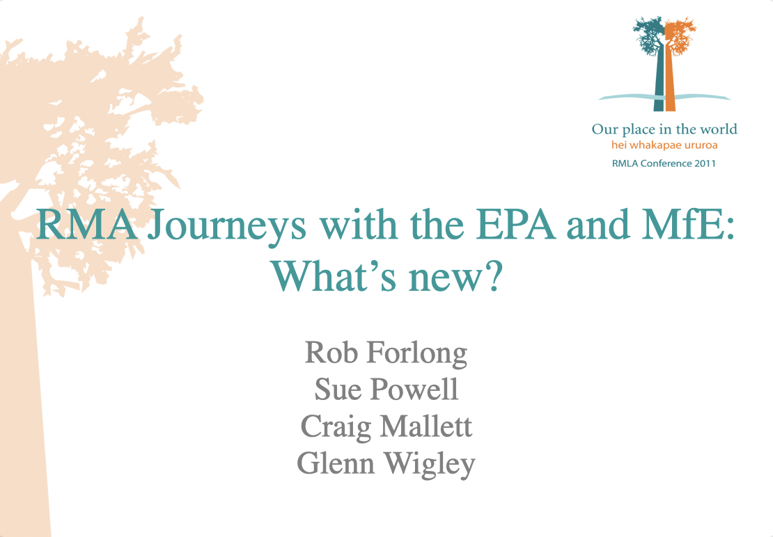 RMA Journeys with the EPA and MfE : what's new?