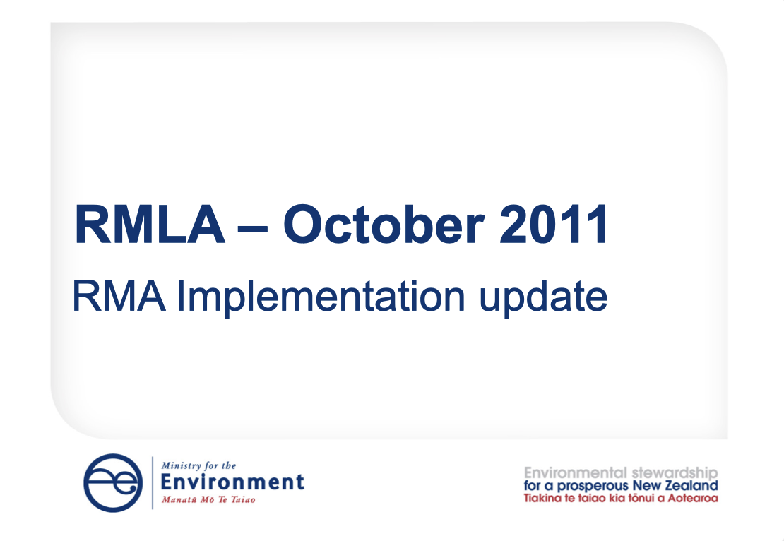 RMA Journeys with the EPA and MfE : what's new?