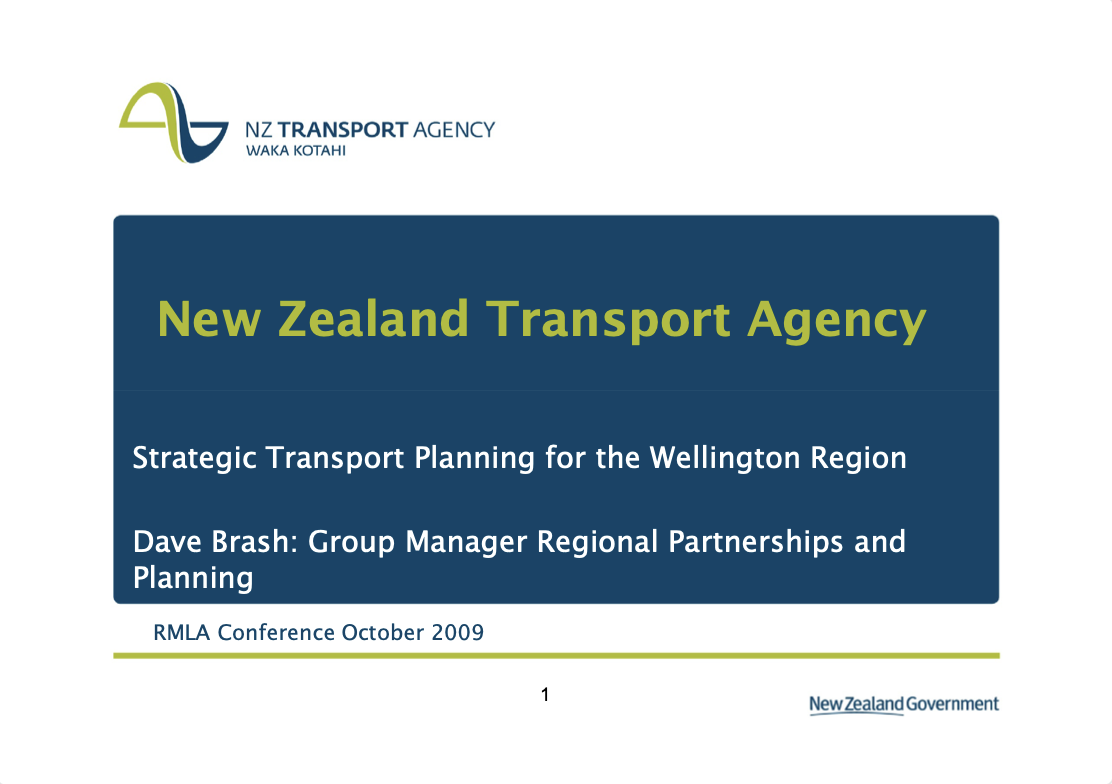 Strategic Transport Planning for the Wellington Region