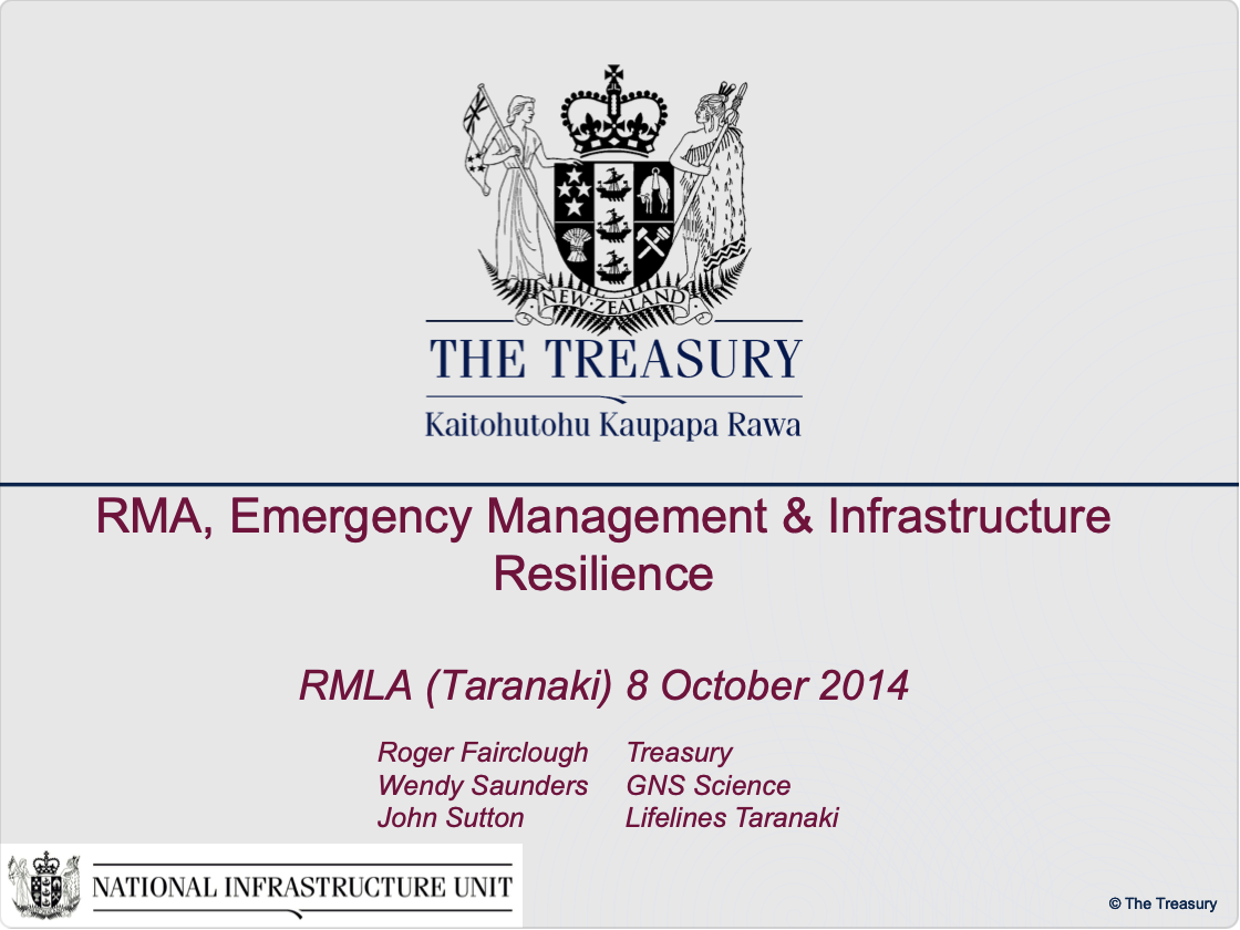RMLA Taranaki : RMA, Emergency Management and Infrastructure Resilience