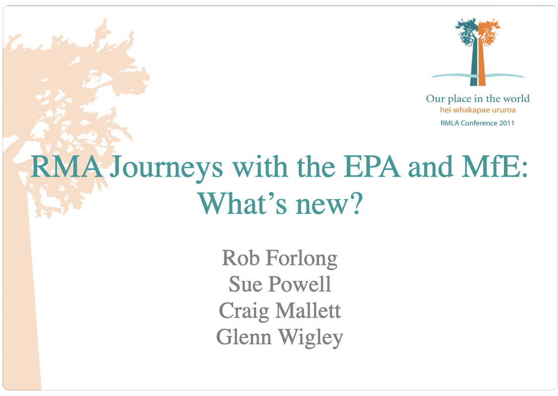 RMA Journeys with the EPA and MfE : what's new?