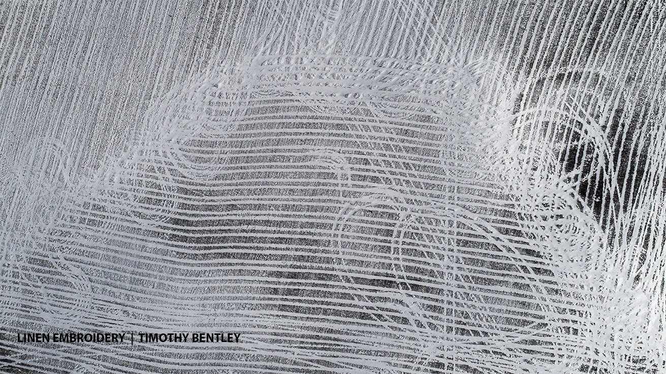 Actually, snow machine tracks on a snow-covered field.