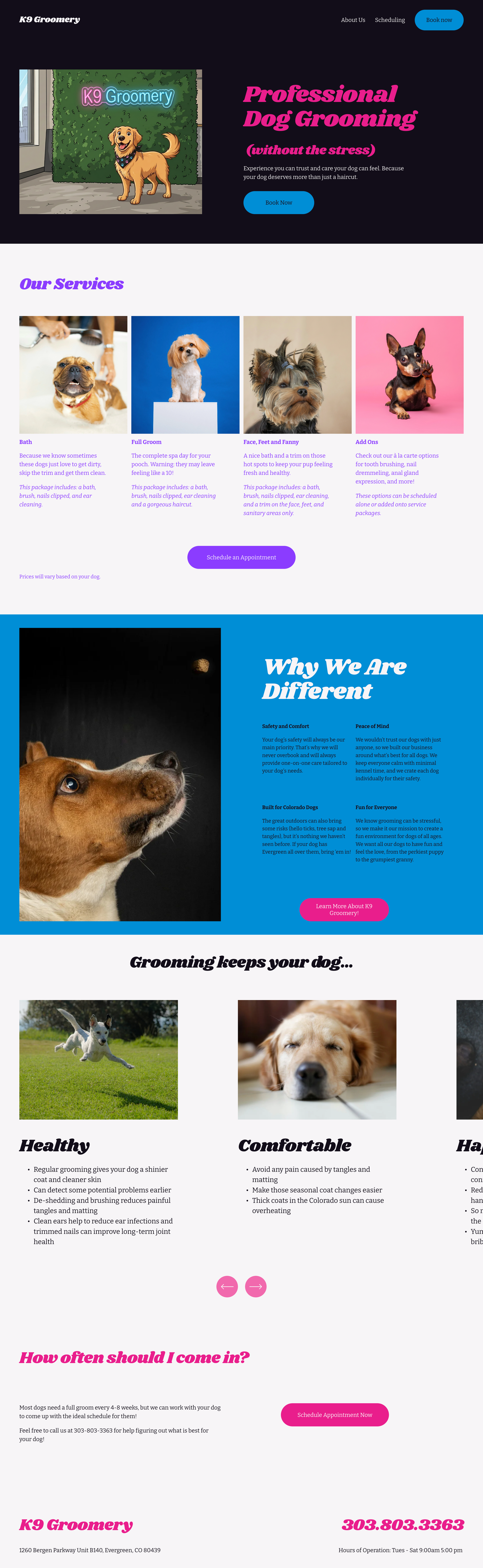 K9 Groomery: Website Launch and Brand Strategy