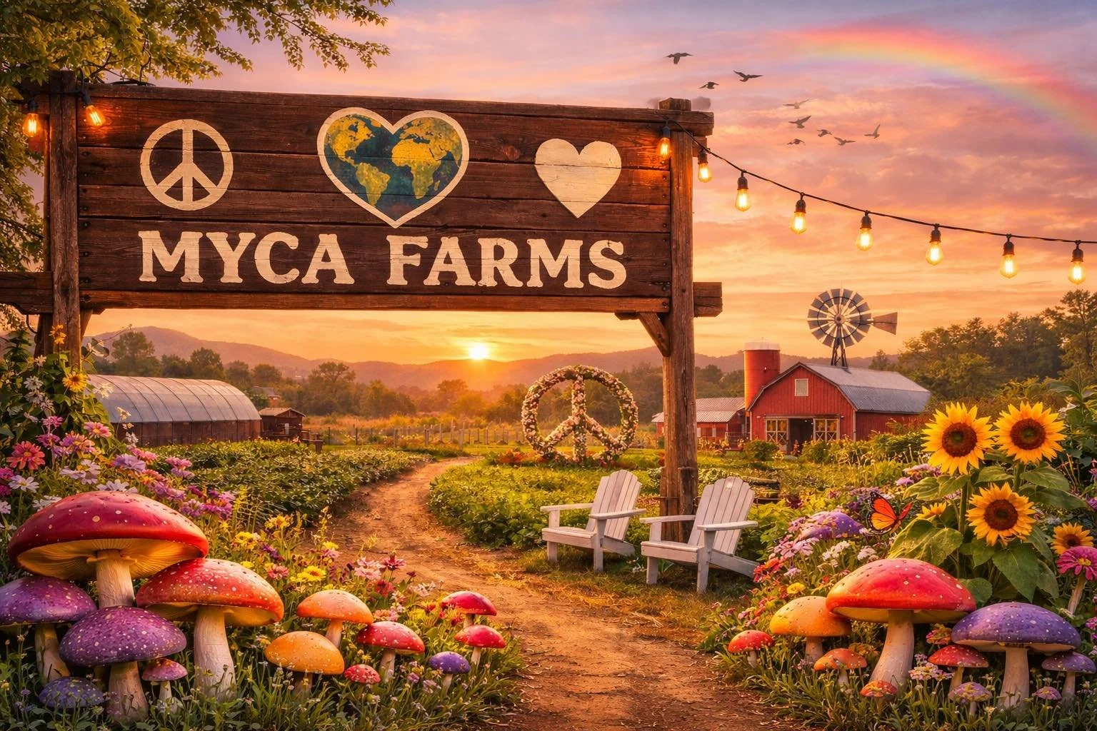 At Myca Farms, we believe love grows the same way food does &mdash;
with patience, care, and respect for the land and for one another.

We are grateful for the soil beneath our feet,
for the quiet work of mycelium connecting everything unseen,
and fo