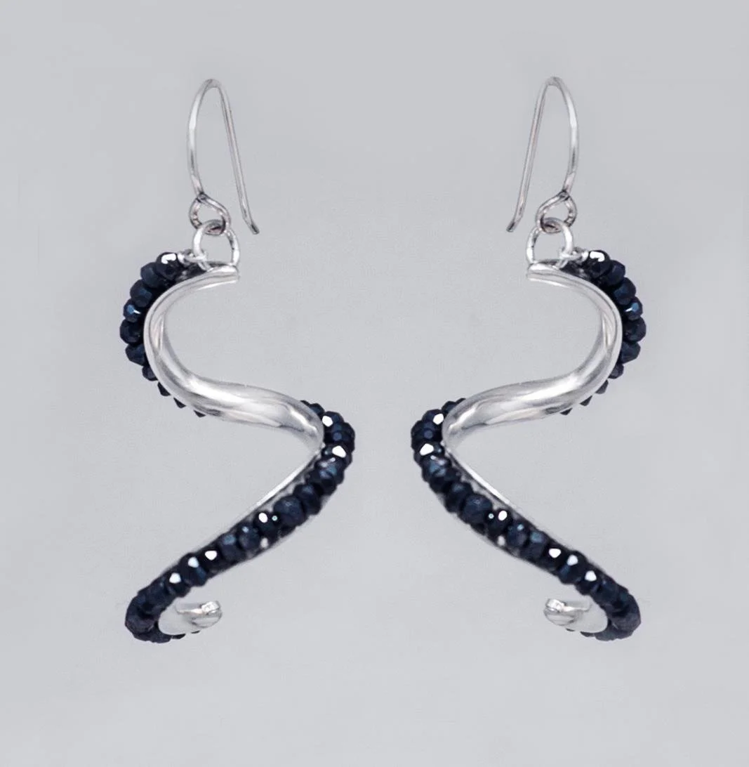 Anticlastic Earrings in Silver with Back Spinel Beads