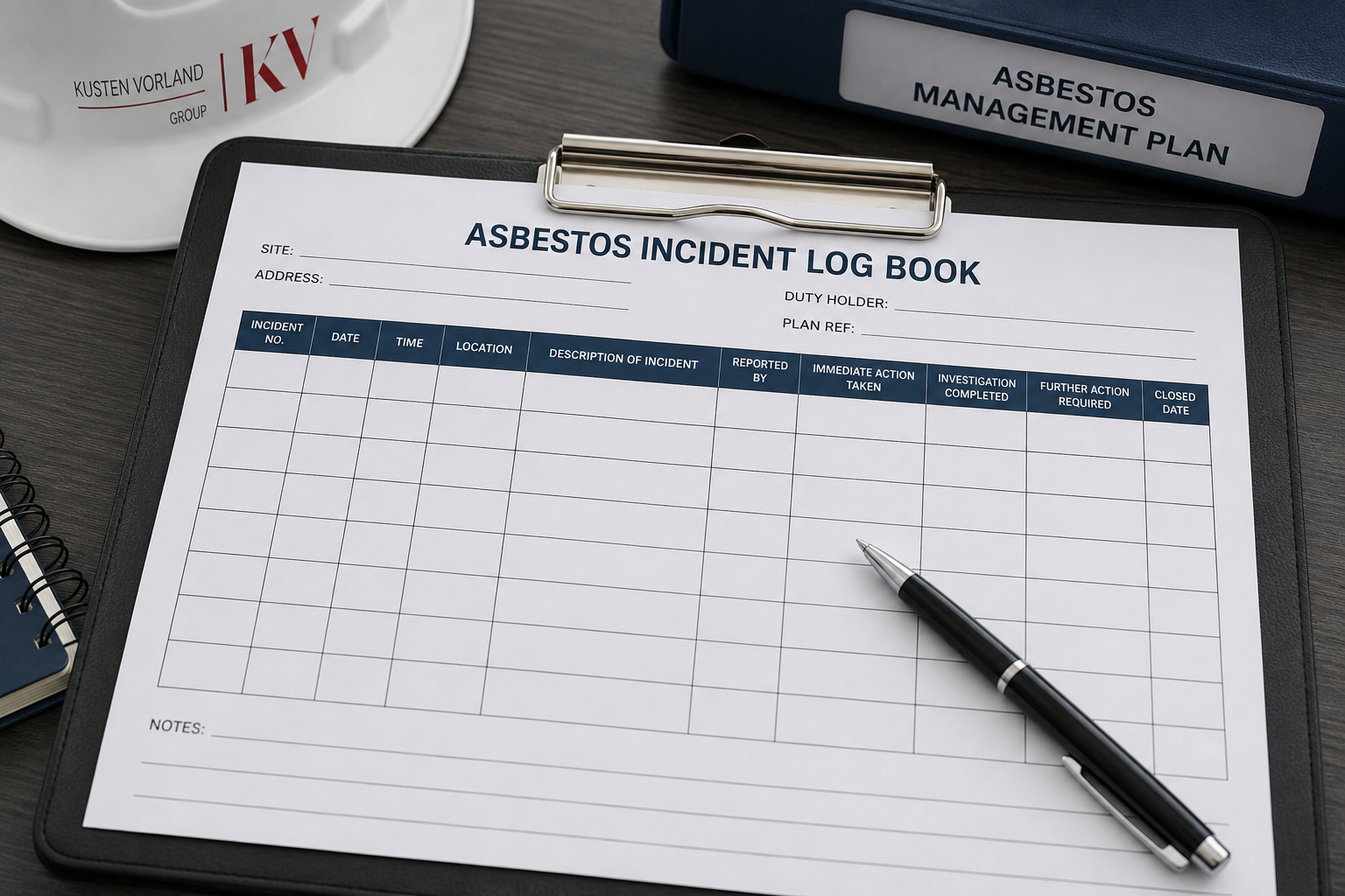 asbestos incident log book