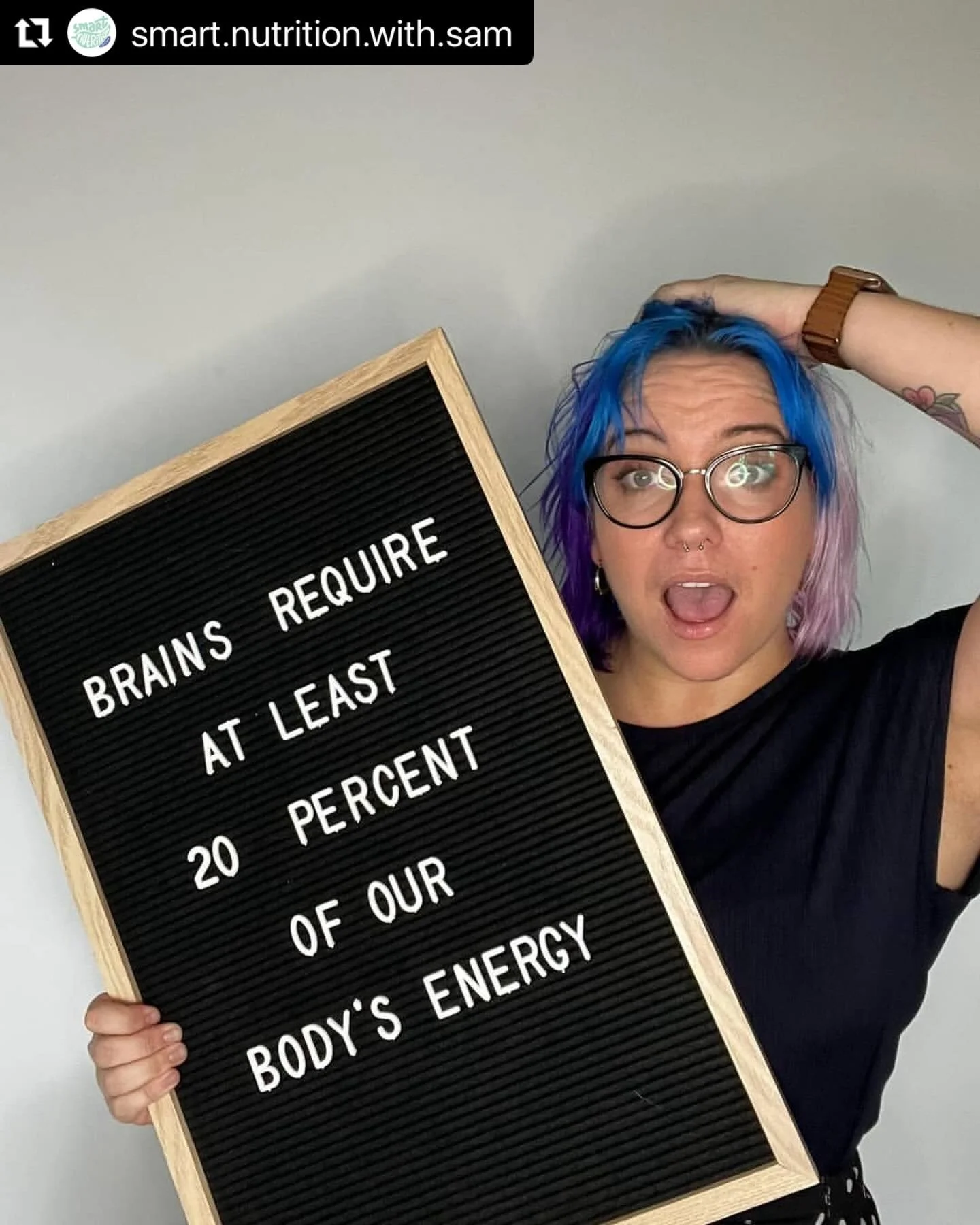 Throwback Thursday Time! As I&rsquo;ve worked with more and more neurospicy teens and adults, this message couldn&rsquo;t resonate more. Fuelled brains are happy brains! 🧠 

#Repost @smart.nutrition.with.sam with @use.repost
・・・
Wait what?⁠&nbsp;🤯 