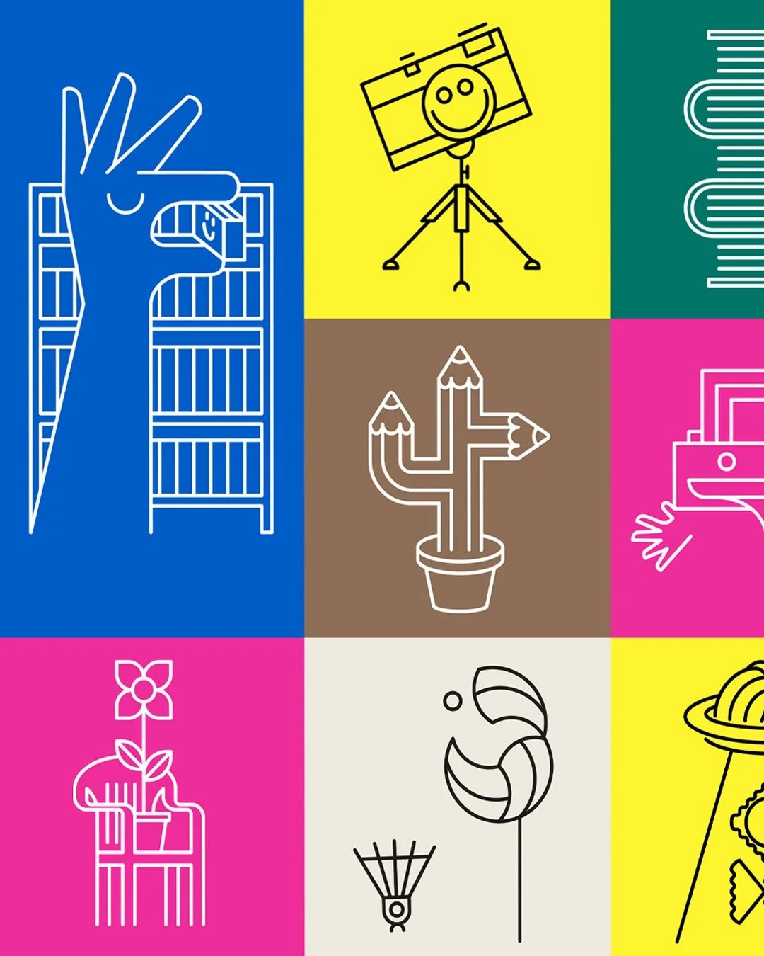 sammlung aller kleiner illustrationen die wir f&uuml;r die @sfgbbofficial bibliothek f&uuml;r gestaltung und das restaurant 2B der schule f&uuml;r gestaltung bern und biel gemacht haben.