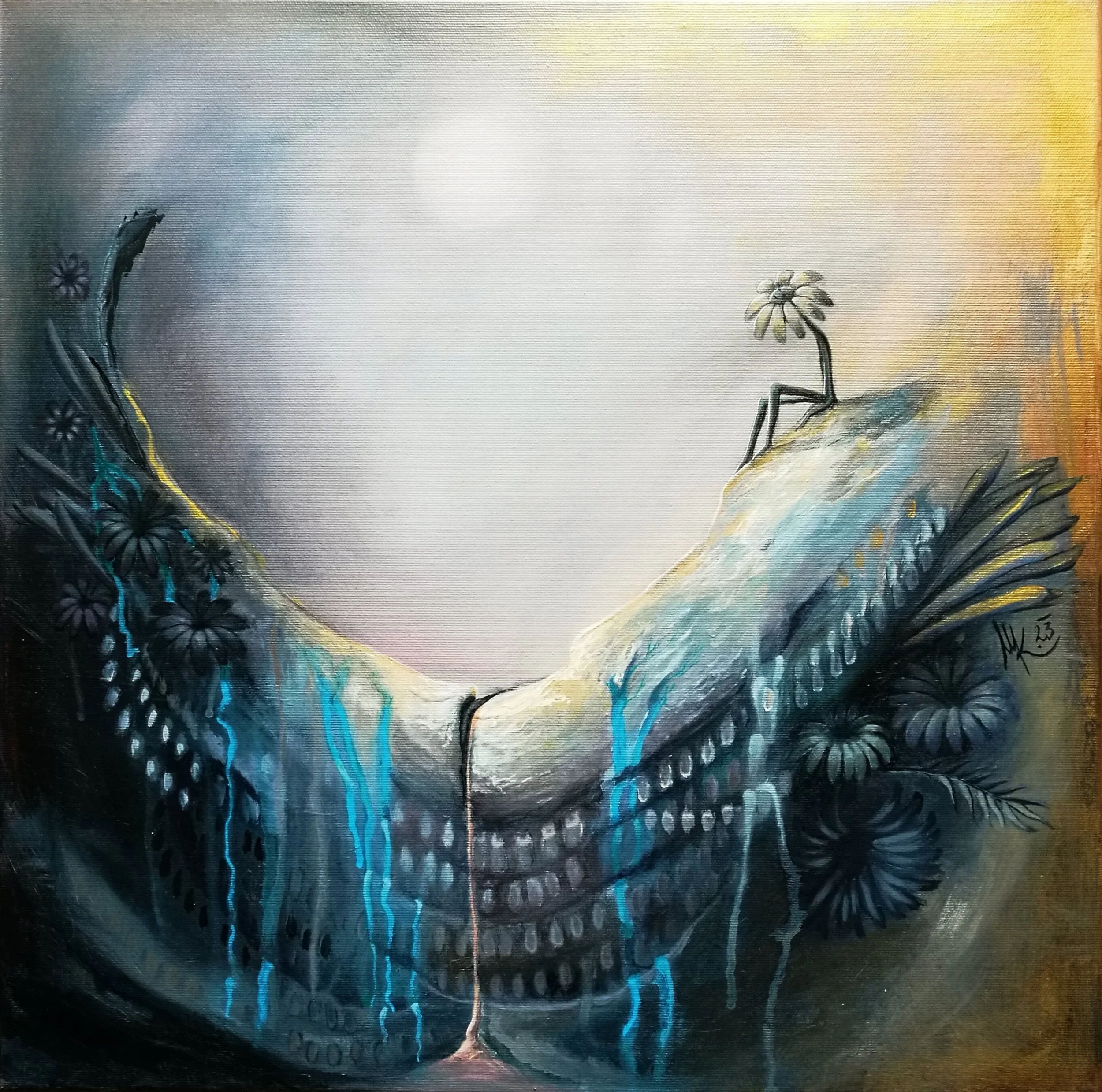 Květinko má drahá, 50x50cm, akryl na plátně, 2023