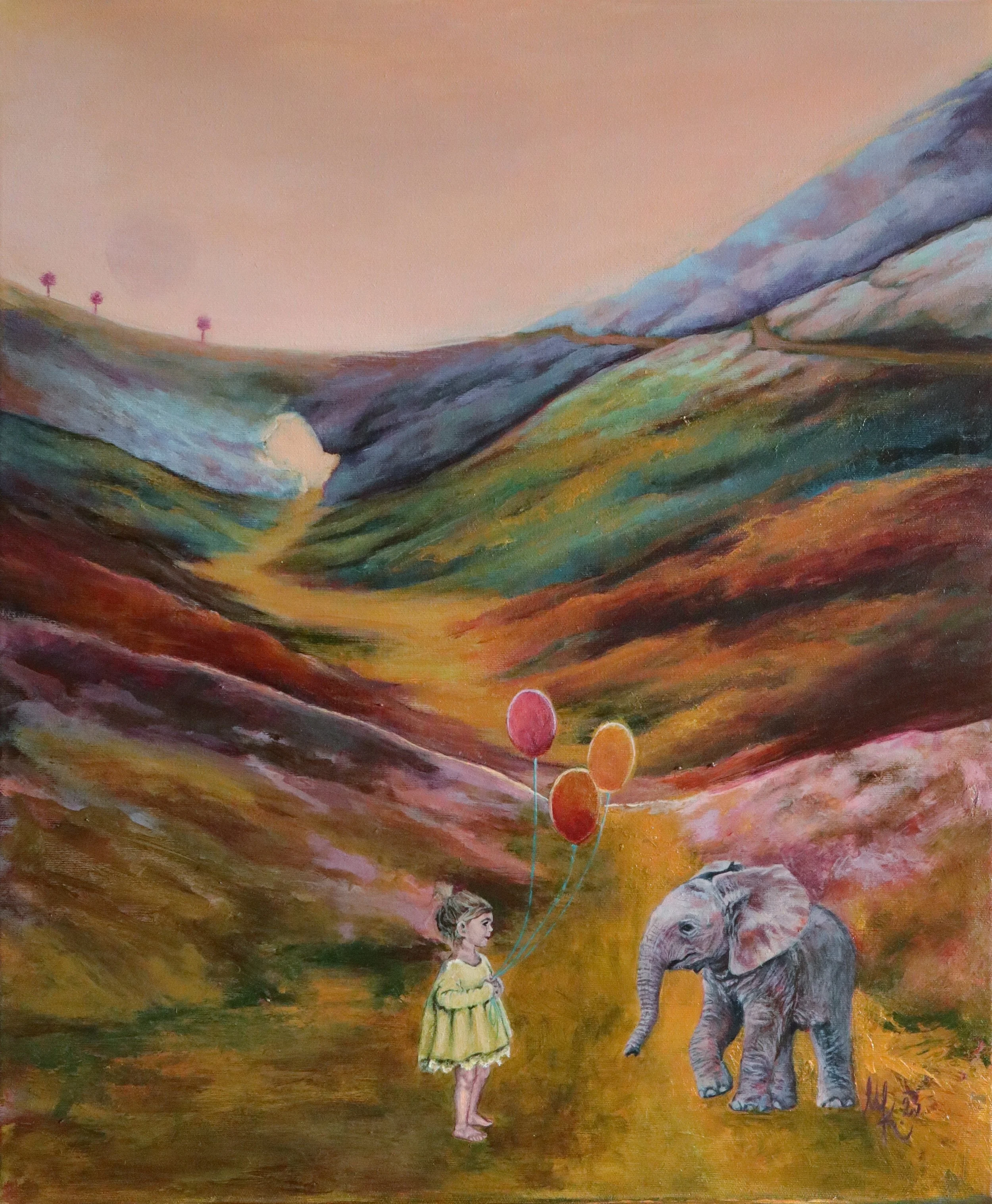 Jak se potkali, 50x60cm, akryl na plátně, 2023