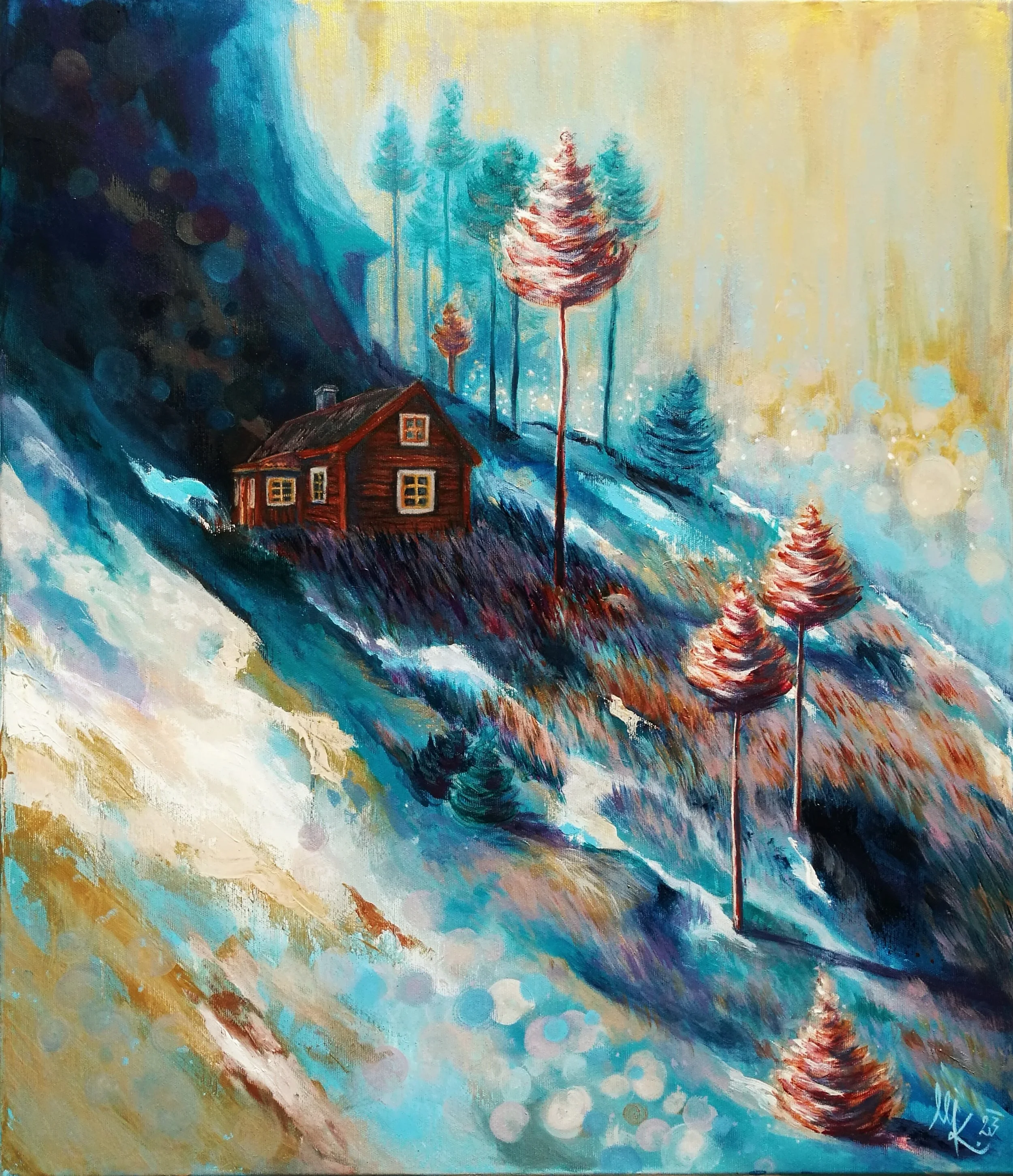 Na kopečku, 60x70cm, akryl na plátně, 2023