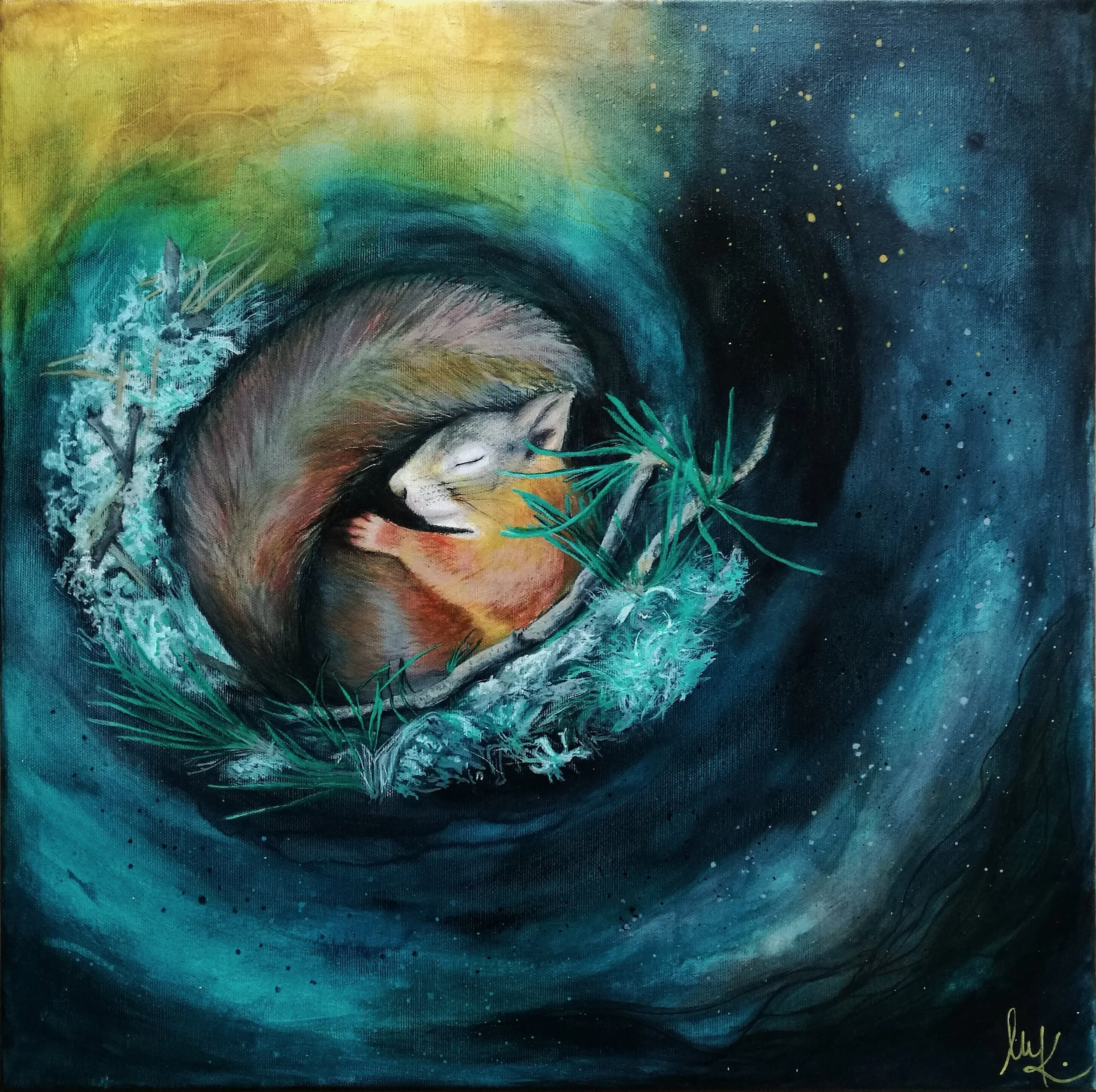 Sladké sny, 50x50cm, akryl na plátně, 2022