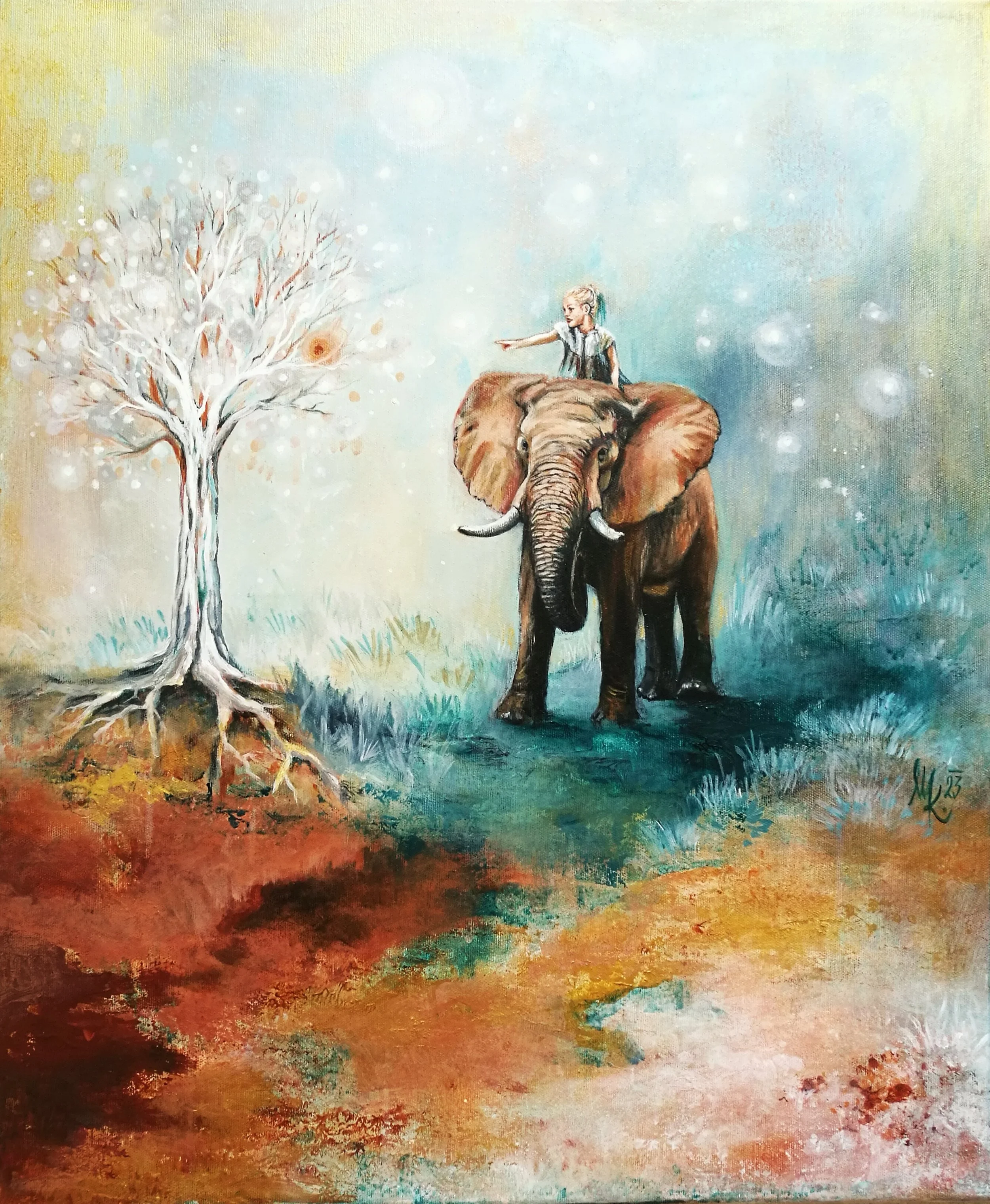 S tebou až na kraj světa II, 50x60cm, akryl na plátně, 2023