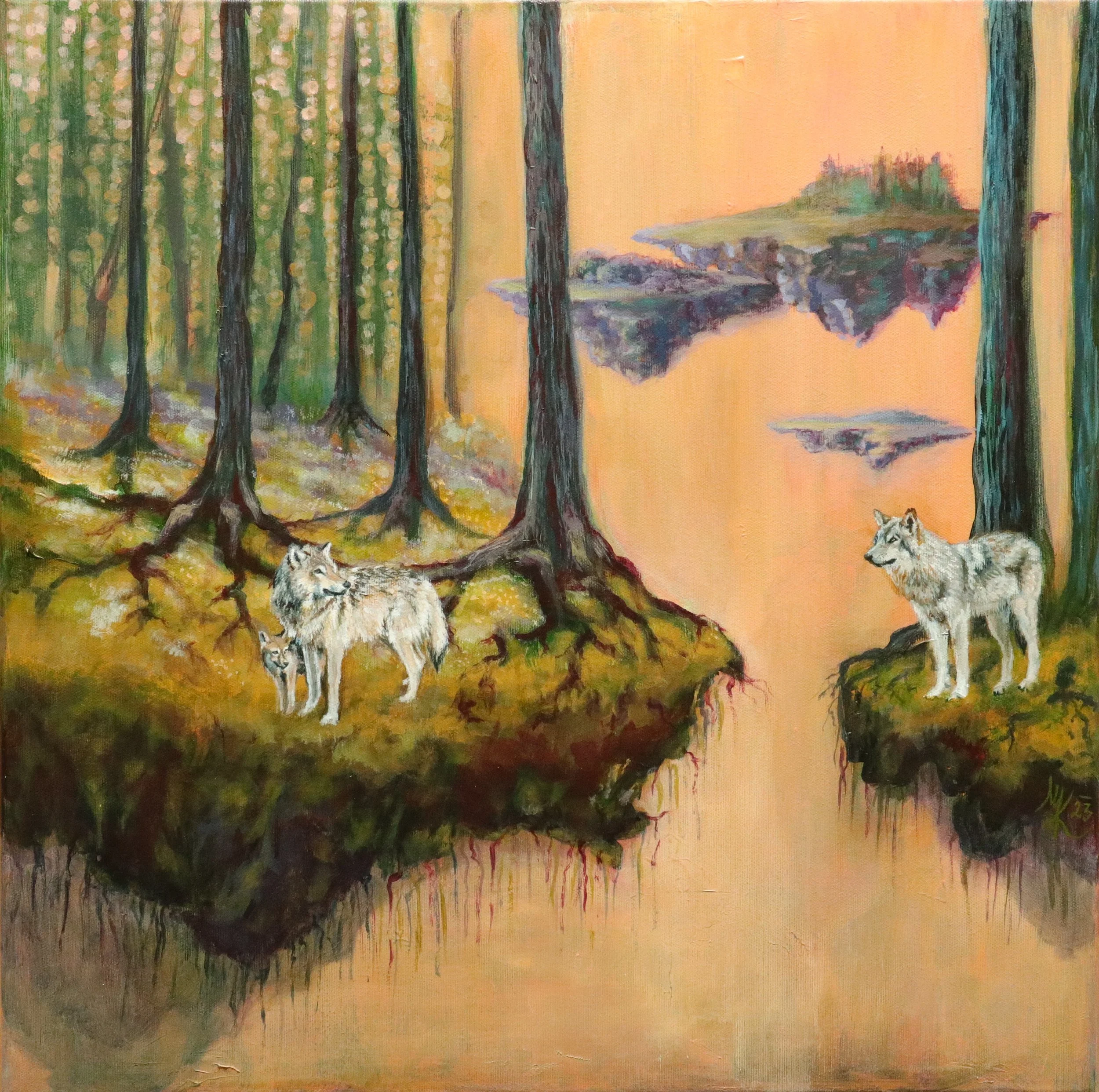 Sbohem, 50x50cm, akryl na plátně, 2023